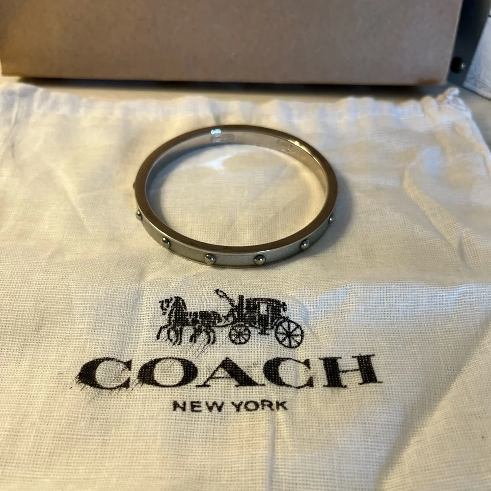 Coach Silver Bracelet w/ Silver Enamel and Silver Studs EUC